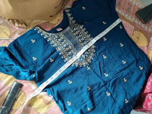 Teal Embroidered Kurta Set