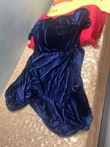 Elegant Blue Velvet Dress