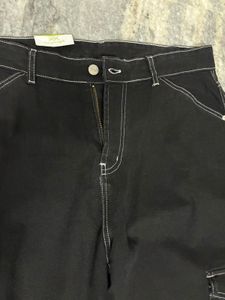 Black Heavy Fabric Cargo Style Pants