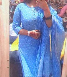 Blue Printed Kurti Set