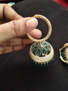 Emerald Jhumka Earrings