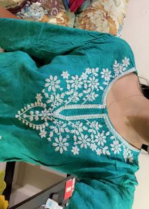 Green Embroidered Kurta