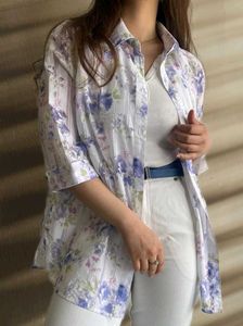 Floral Print Oversized Shirt