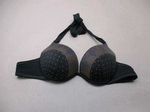 Patterned Black Bikini Top 34B