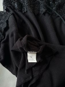 Lace Design Black Full Sleeves Top