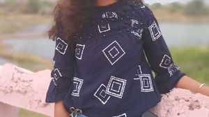 Stylish Navy Blue Printed Top