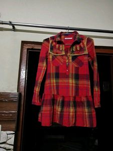 Korean Plaid Embroidered Dress