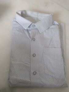 Nice Shirt White Background Blue And Yellow Print