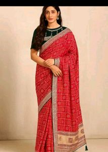 Elegant Red Bandhani Saree