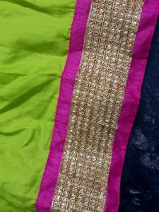 Beautiful Parrot Green And Pink Full Gown