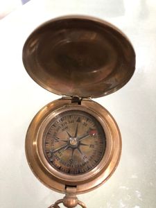Vintage Brass Compass With Leather Case