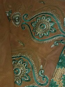 Brown Sarree With Free Stiched Blouse