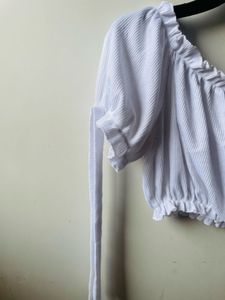 White Bardot Crop Top🦢