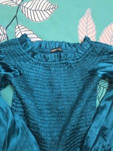 Teal Smocked Top