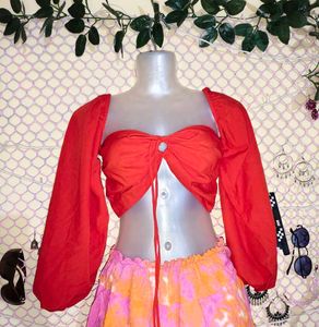 SizeS/M/L🎁Buy 2 Get 1 Free 🎁 Red Tie-Front Top