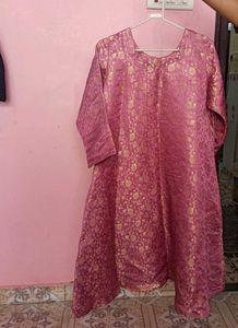 Pink Brocade AlineFrock And Salwar(Unused)