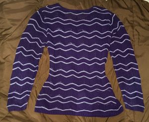 Purple Crochet Knit Top with Long Sleeves