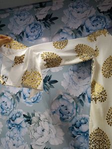 Off White Kurti With Golden Kota Patti Design