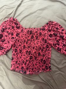 Pink And Black Zudio Crop Top