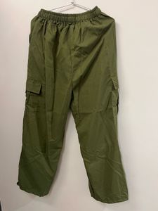 Olive Green baggy cargo parachute pant