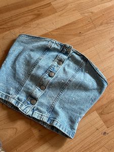 Denim Rhinestone bandeau Top