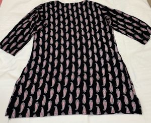 Black Paisley Print Kurta