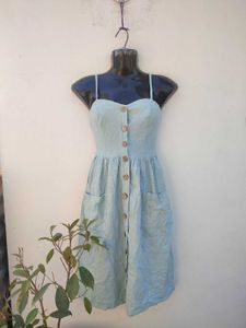 &#34;Bebop Linen-Blend Button-Front Sundress&#34;