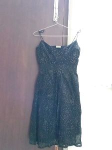 Black Strapped Polka-dot Dress