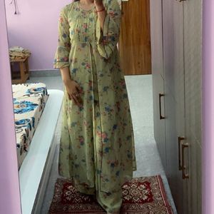 Green Color 2 Piece Co Ord Set