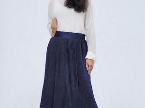 Navy Blue Flared Skirt