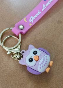 Cute Owl Keychain with "Good Luck" Strap