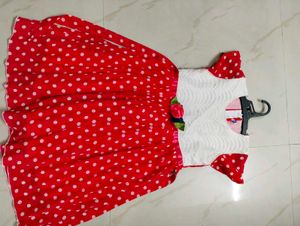 Pretty Frock-White Dots On Red Frock
