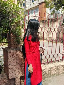 Red Embellished Kurta