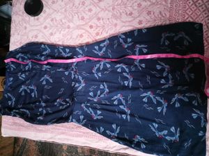 Blue Bird Print Mini Dress