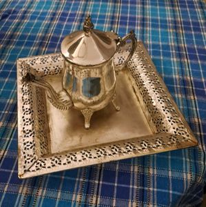 Silver Plate And Kettle Set