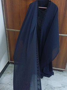 Modesty Navy Blue And Black Kaftan Abaya
