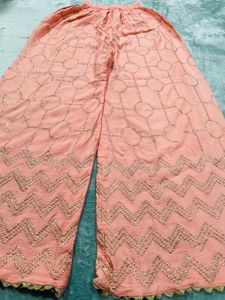 Peach Embroidery Sharara