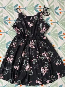 Black Floral Print Dress