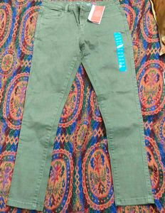 Green Straight Leg Denim Jeans