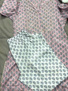 Pink Floral Print Kurti