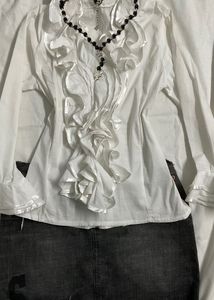 White Rufflecore Fitted Shirt🧚