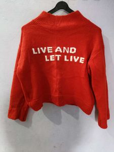 Woolen Red Crop Sweater
