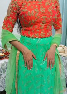 Orange &amp; Green Lehenga Choli. Size S to M.