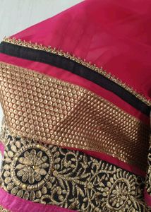 bright pink and golden brown Saree