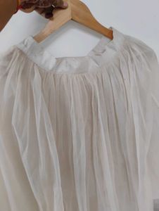 Cream Tulle Mini Skirt