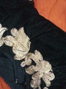 Embroidered Velvet Saree