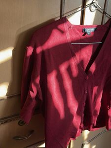 Burgundy Button-Down Top