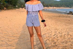 Blue And White Striped Jumpsuit