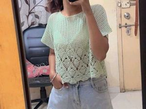 Mint Green Crocheted Top
