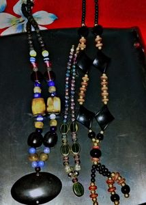 Unique Beaded Necklaces set of 3 + neck cha